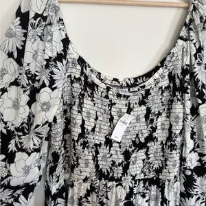 Floral Black and White long sleeve Dress GAP NWT
